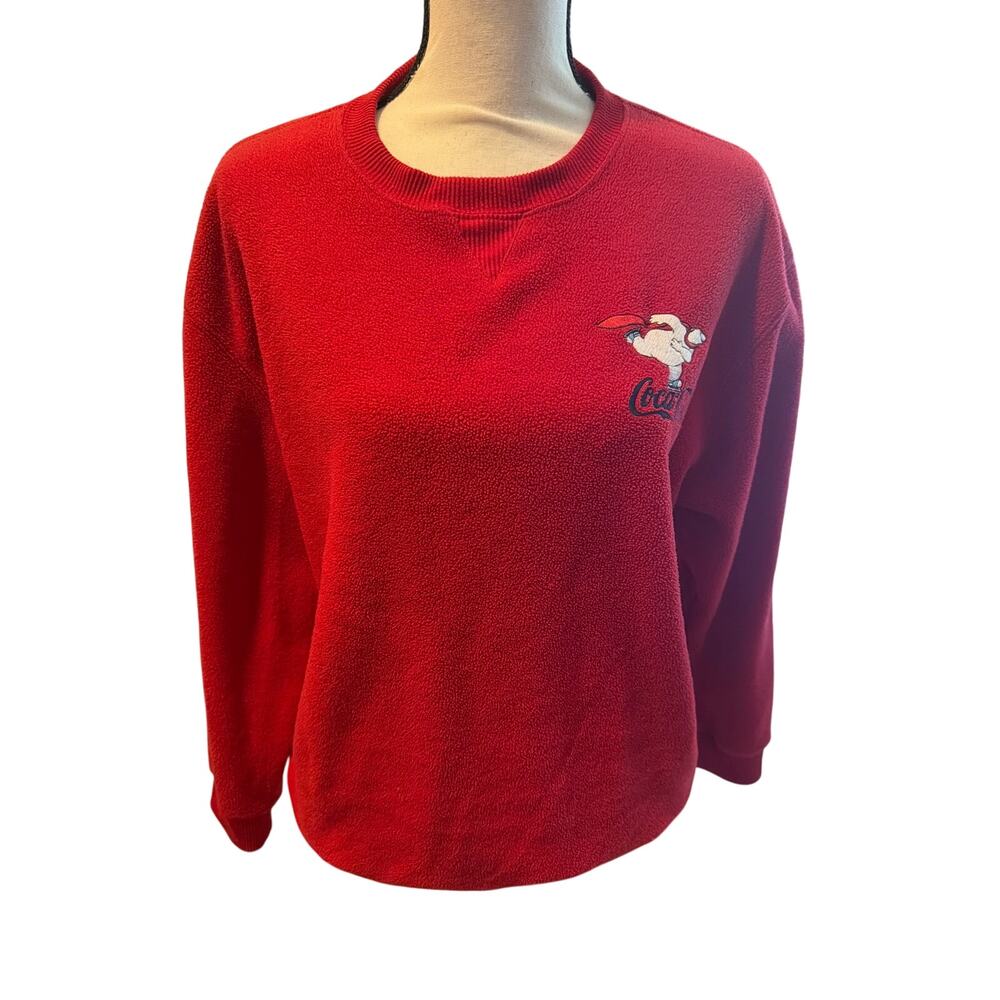 ⭐️ Women’s Vintage Coca Cola Embroidered Polar Bear Sweatshirt Size Large 90s